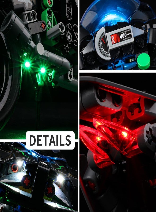 Kyglaring طقم إضاءة LED من Kyglaring متوافق مع مكعبات بناء دراجة كاواساكي نينجا H2R من ليغو 42170، ملحقات إضاءة لمجموعة نماذج دراجة تكنيك 42170، (الإضاءة فقط) - Image 3